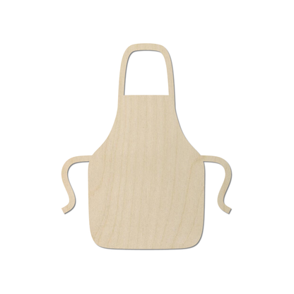 A simple wooden apron silhouette is shown against a white background.