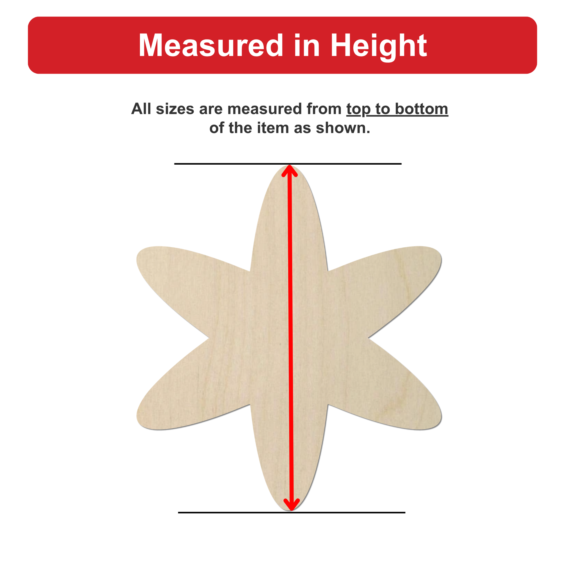 a wooden star-shaped object, which is being measured in height.