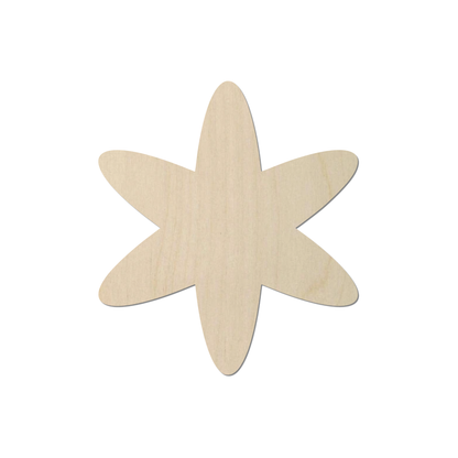 A simple, light-colored wooden star-shaped object.