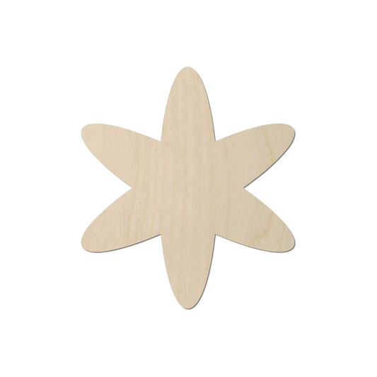 A simple, light-colored wooden star-shaped object.