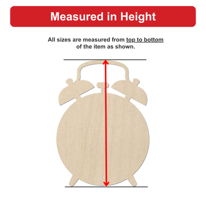 a wooden clock with a red line extending from the top to the bottom of the clock, indicating the measurement of the clock's height.