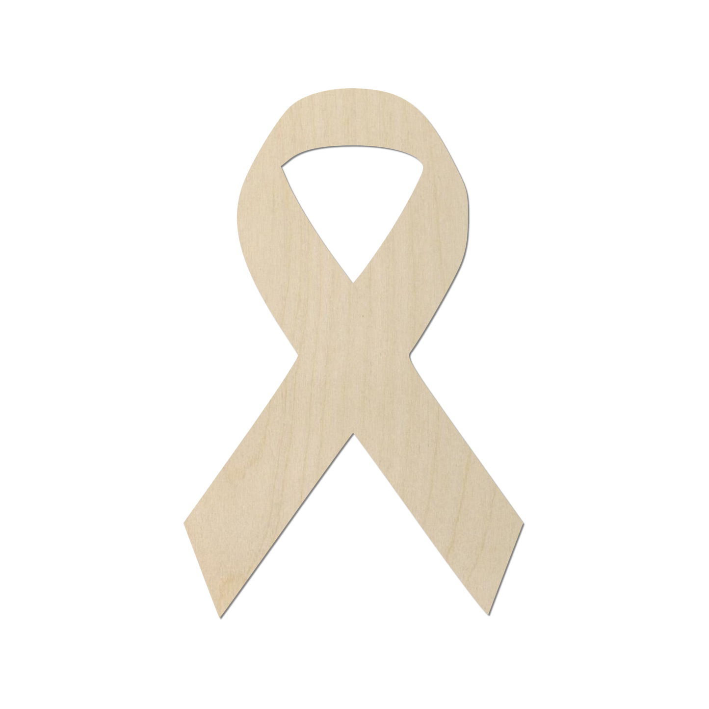 A simple wooden ribbon symbol is shown against a white background.
