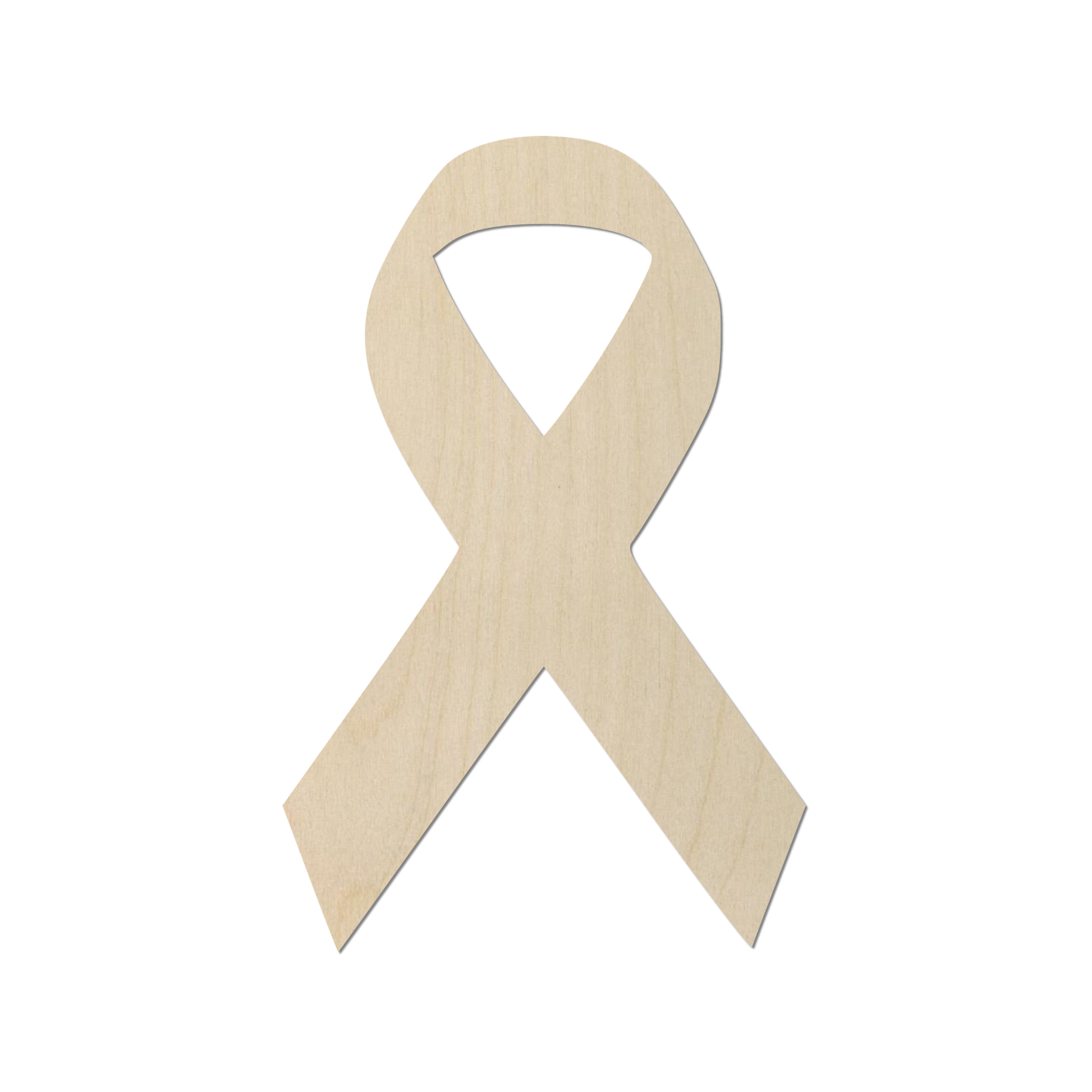 A simple wooden ribbon symbol is shown against a white background.