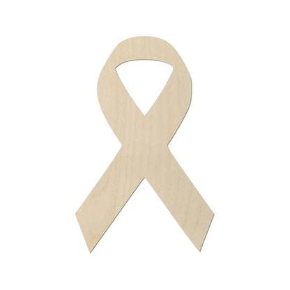 A simple wooden ribbon symbol is shown against a white background.