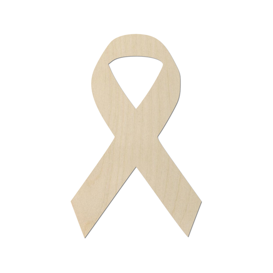 A simple wooden ribbon symbol is shown against a white background.