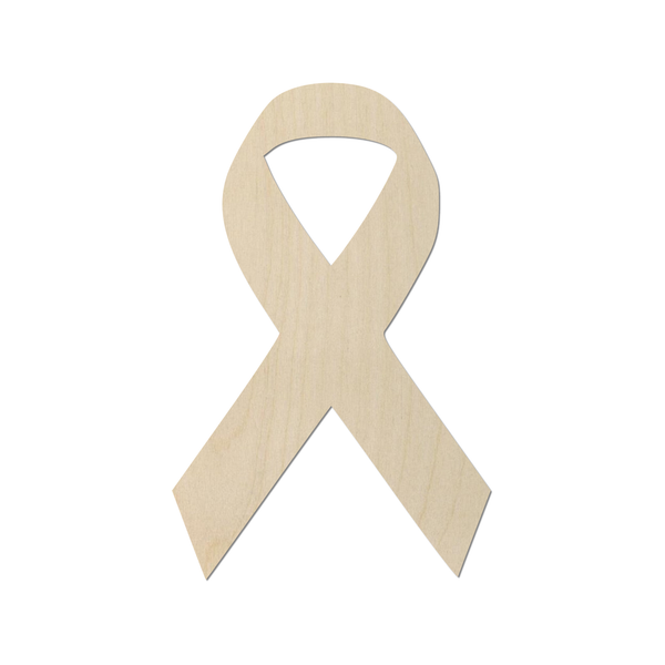 A simple wooden ribbon symbol is shown against a white background.