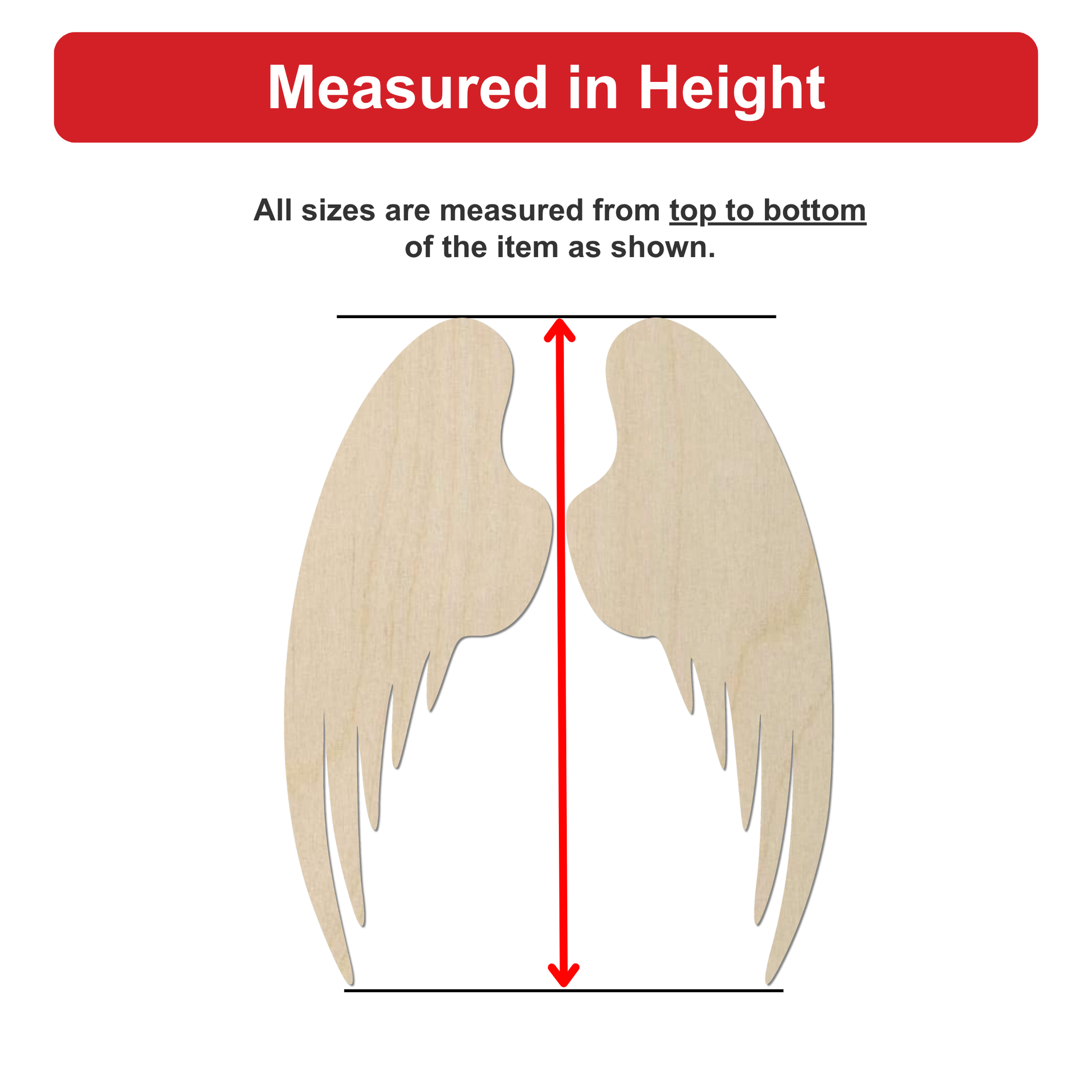 a pair of wooden wings, with measurements drawn on them.