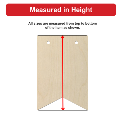 a wooden object, possibly a banner or a piece of paper, with measurements drawn on it. The object is shown from top to bottom, and the measurements are drawn using a red line.