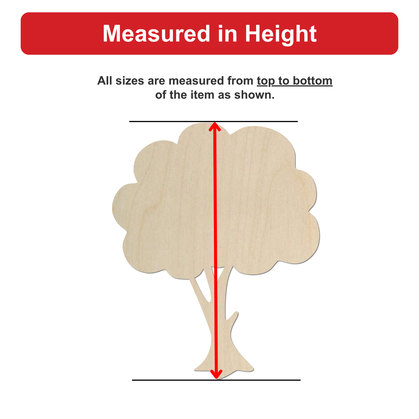 a tree with a red line extending from the top to the bottom of the tree trunk, indicating the height of the tree.