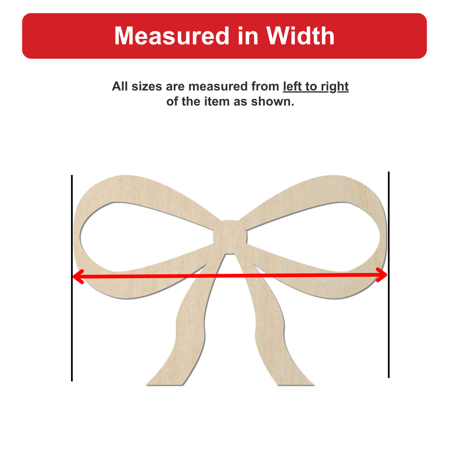 a bow made of wood, with a red line indicating the width of the bow.
