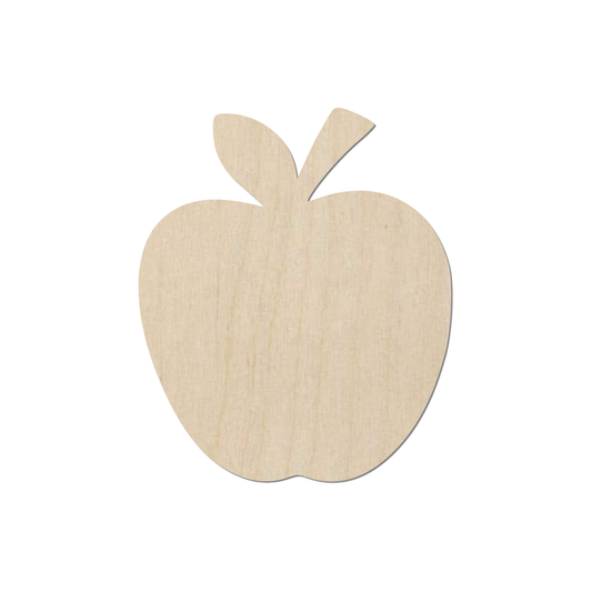 A simple, light-colored wooden apple shape.
