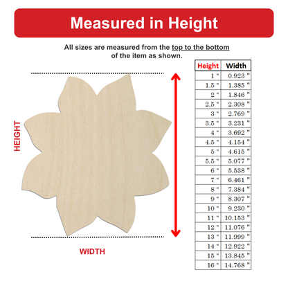 The image is a diagram that shows the dimensions of an item, with the height measurements listed in inches and the width measurements listed in feet.