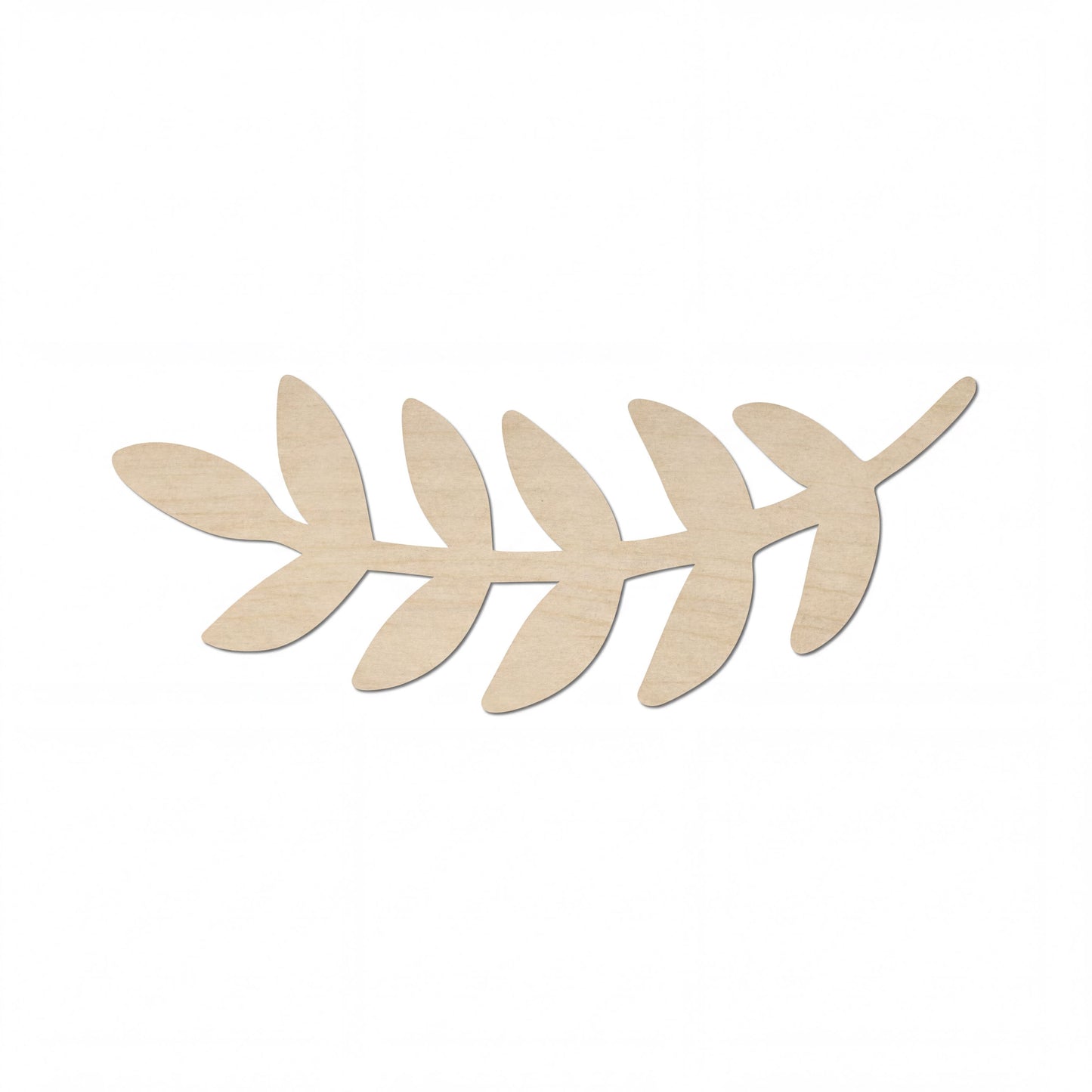 A simple, minimalist image of a leaf-like shape made of wood or another material.