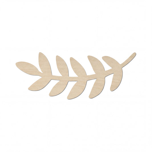 A simple, minimalist image of a leaf-like shape made of wood or another material.