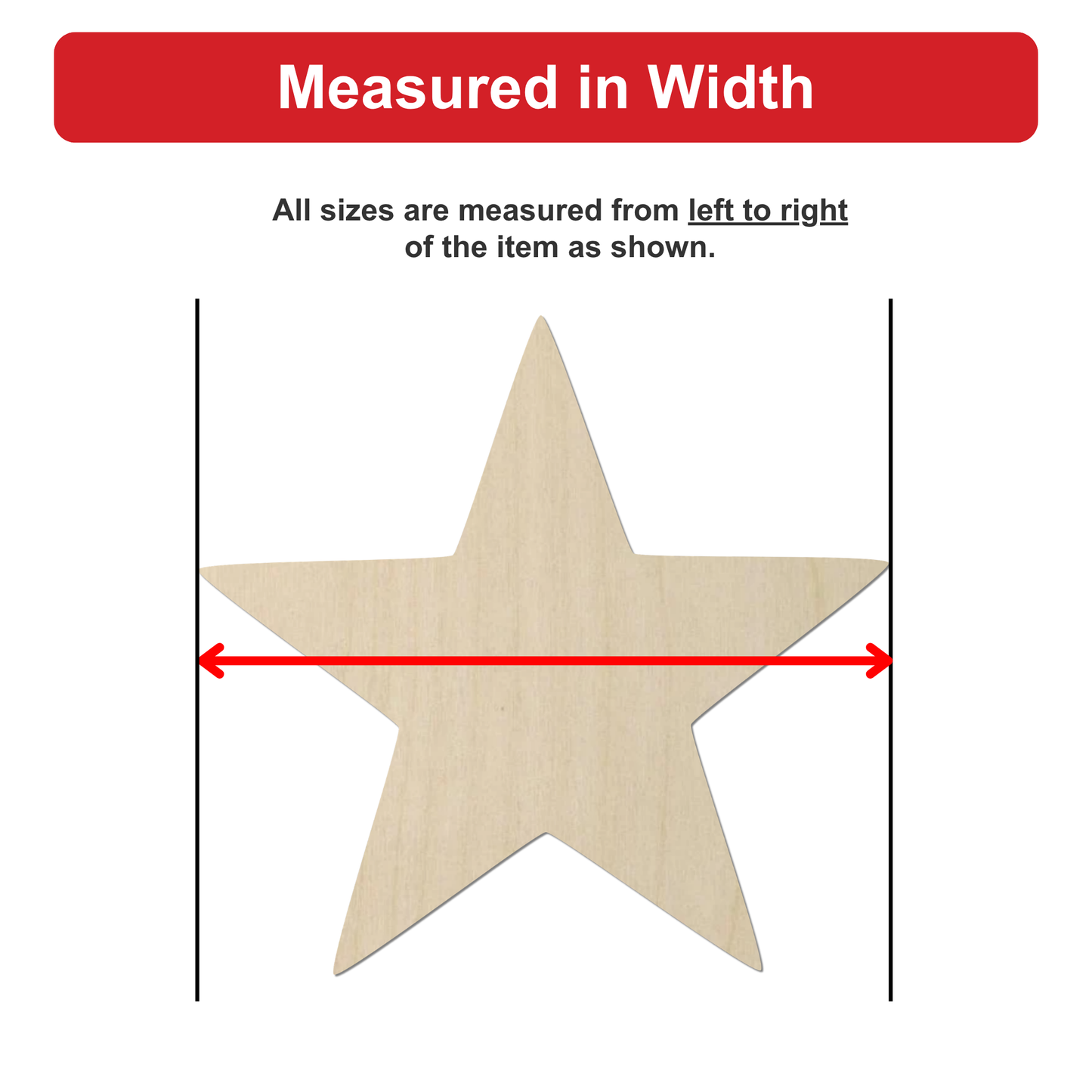 a wooden star-shaped object, which is being measured in width.