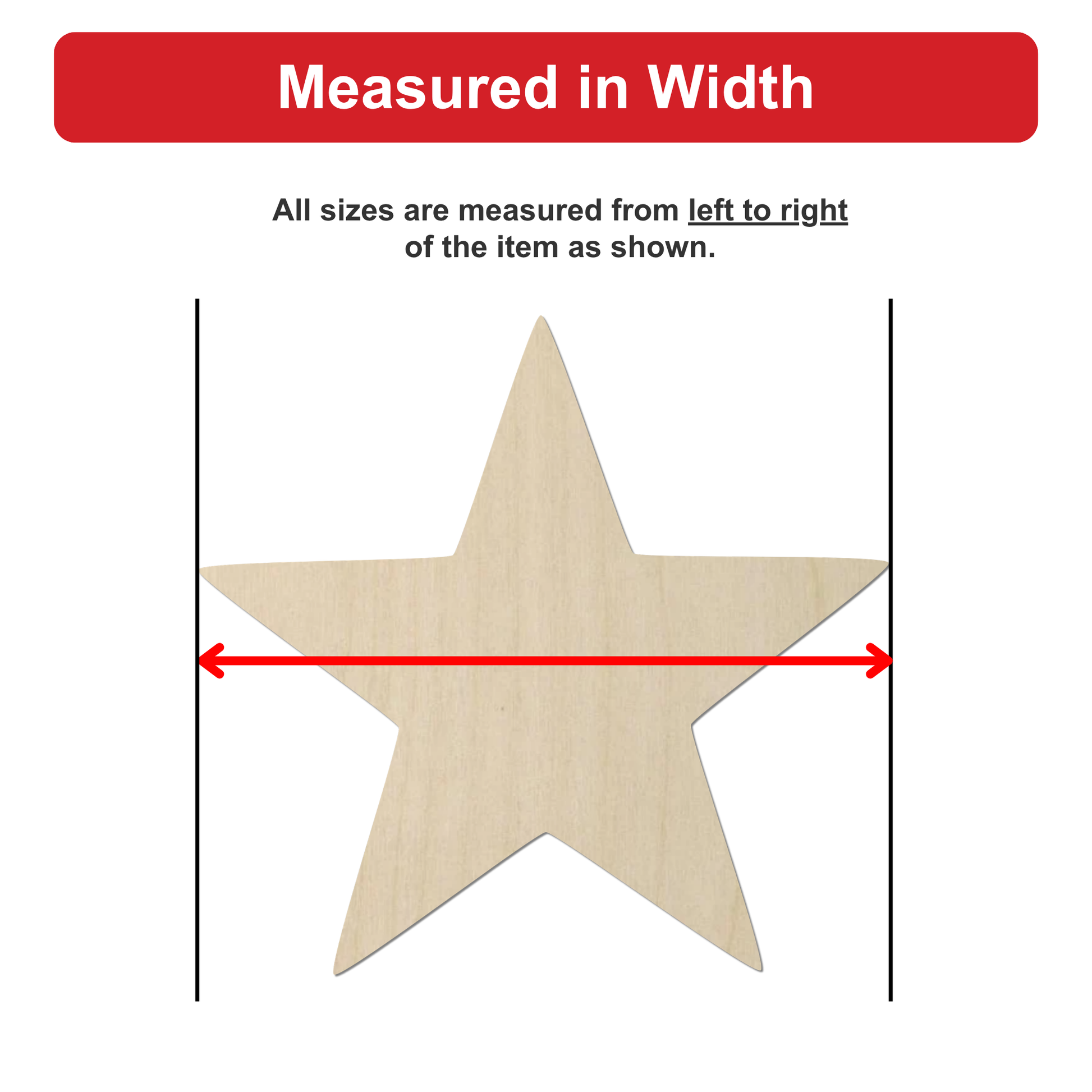 a wooden star-shaped object, which is being measured in width.