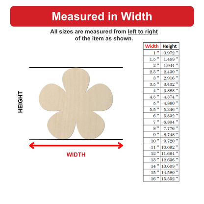 a wooden flower-shaped object with measurements provided in both inches and centimeters. The flower is depicted in a realistic style, and the image is a collage of multiple images. The text in the image is clear and concise, providing accurate measurements and descriptions of the object.