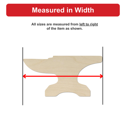 a wooden object, possibly a piece of furniture or a tool, with a red line drawn between two points, indicating that all sizes are measured from left to right of the item as shown.