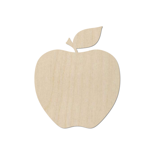 A simple wooden apple silhouette is shown against a white background.