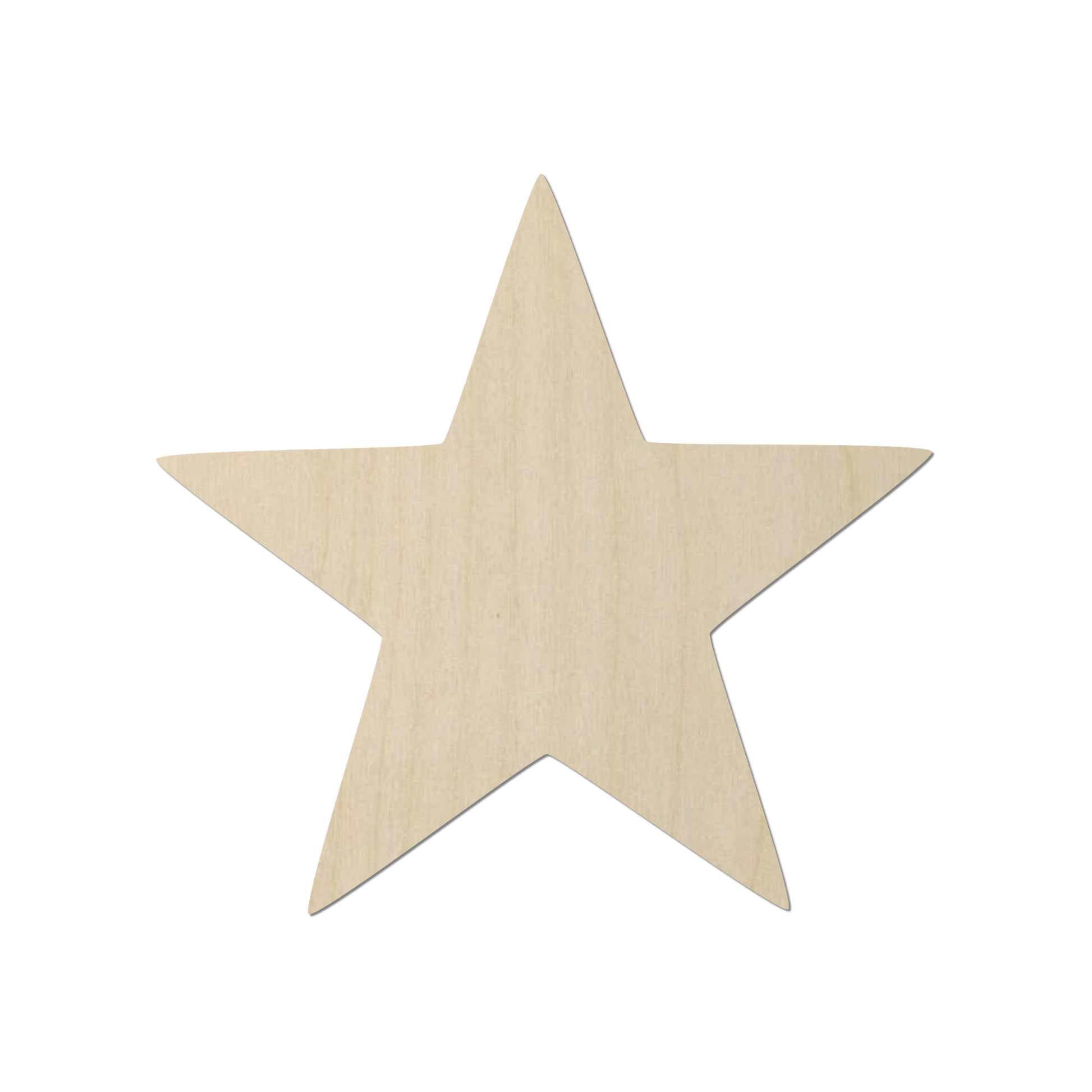 A simple, light-colored wooden star shape is shown against a white background.