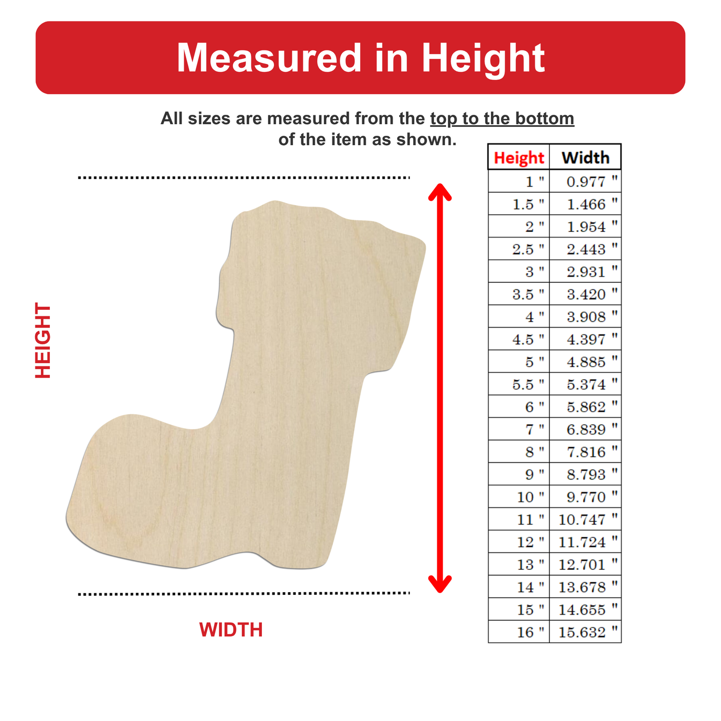 The image is a diagram that shows the relationship between the height and width of an item, with a vertical red arrow pointing from the height to the width. The diagram provides a visual representation of how the height and width of an item are measured, with the height being measured from the top to the bottom of the item, and the width being measured from the top to the bottom of the item.