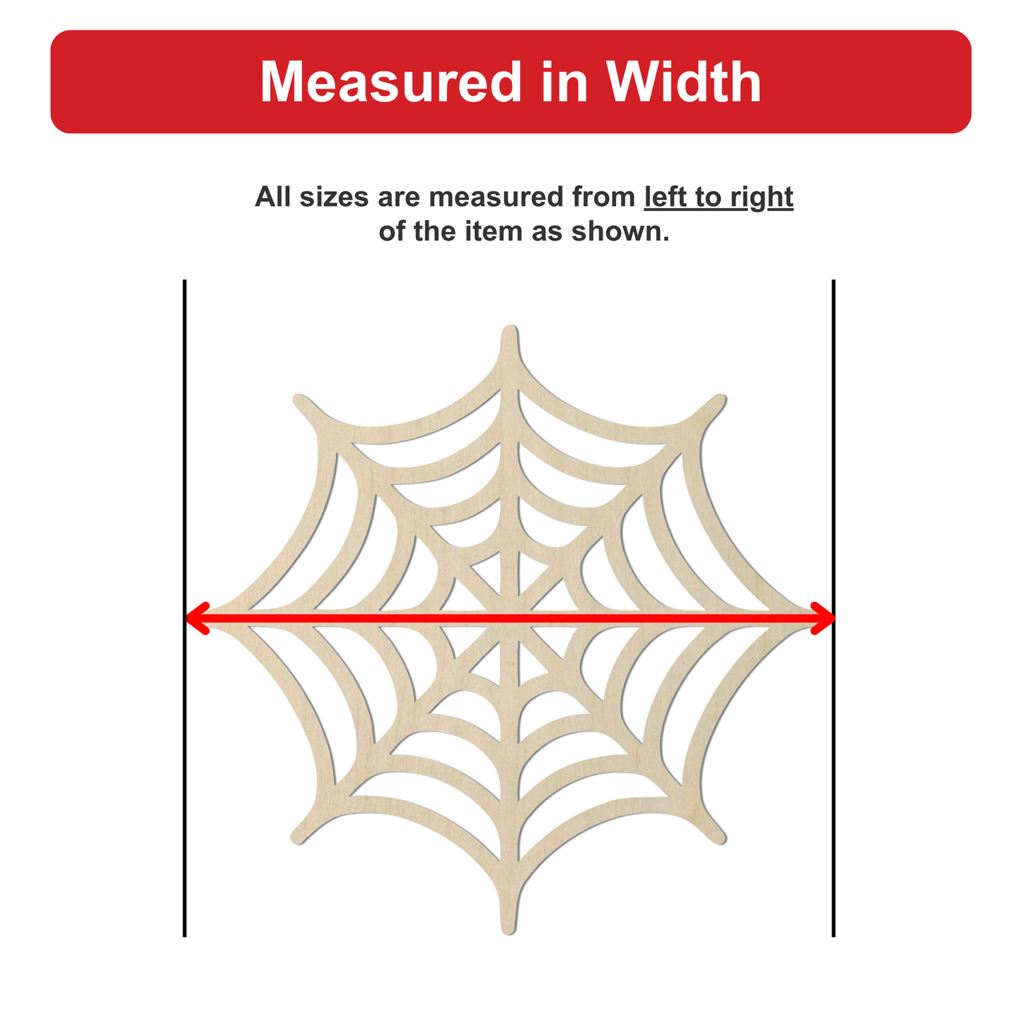 a spider web made of a light-colored material, with a red line drawn between two points to indicate the width of the web.