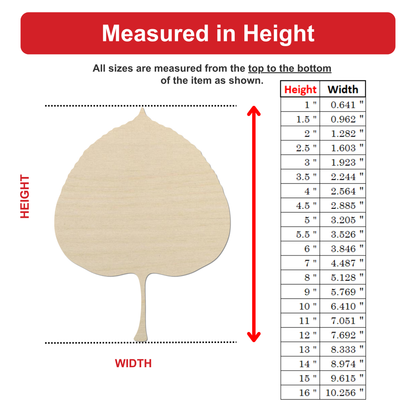 The image is a diagram that shows the relationship between the height and width of an item, with a diagram of a leaf as the reference.