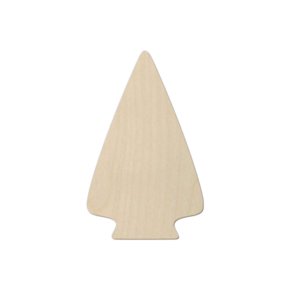 A simple, light-colored wooden arrow-shaped object.
