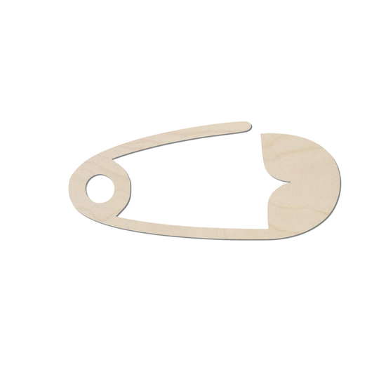 A simple wooden pin or safety pin is shown against a white background.