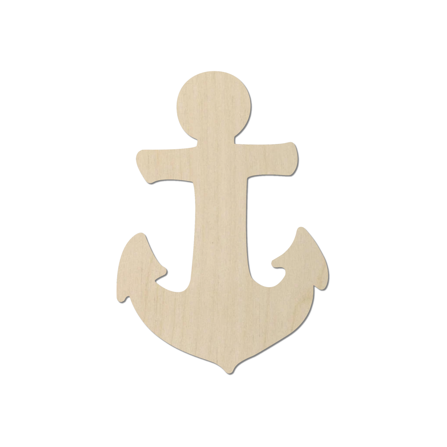 A simple wooden anchor figure.