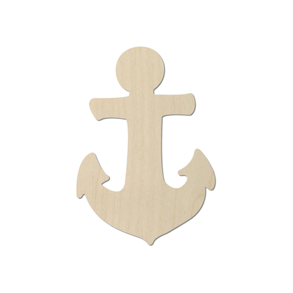 A simple wooden anchor figure.