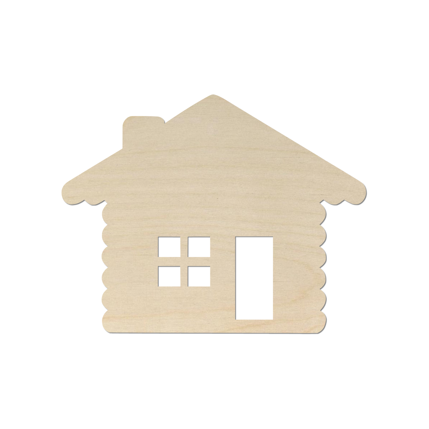 A simple wooden house silhouette is shown against a white background.