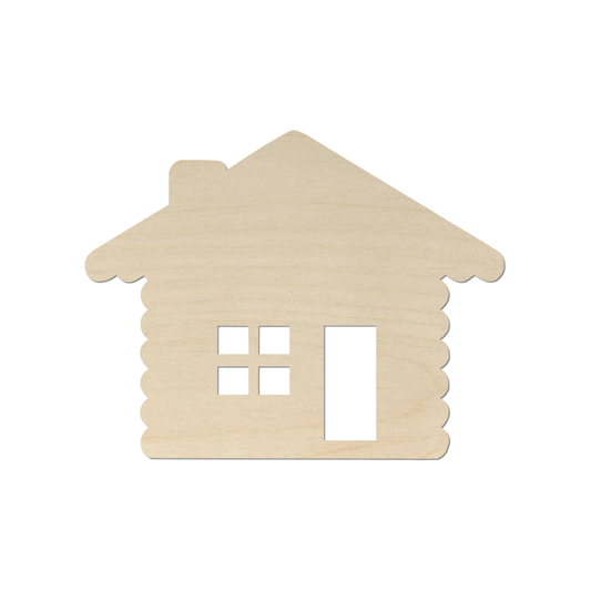 A simple wooden house silhouette is shown against a white background.