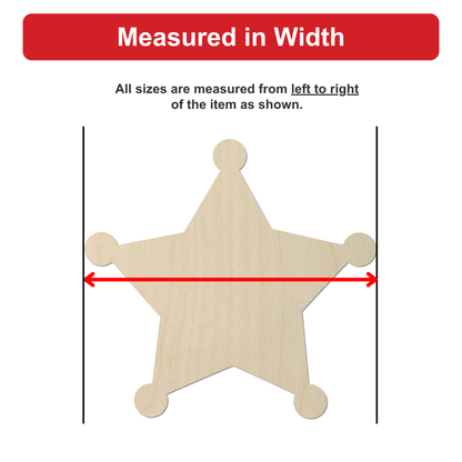 a wooden star-shaped object, which is being measured in width.