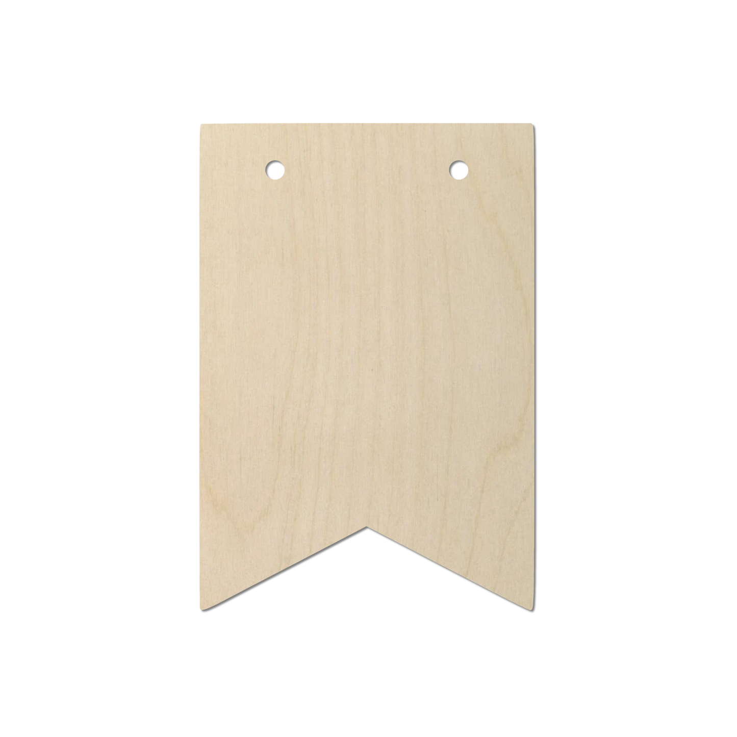 a simple, light-colored wooden sign or banner with a flat, rectangular shape.