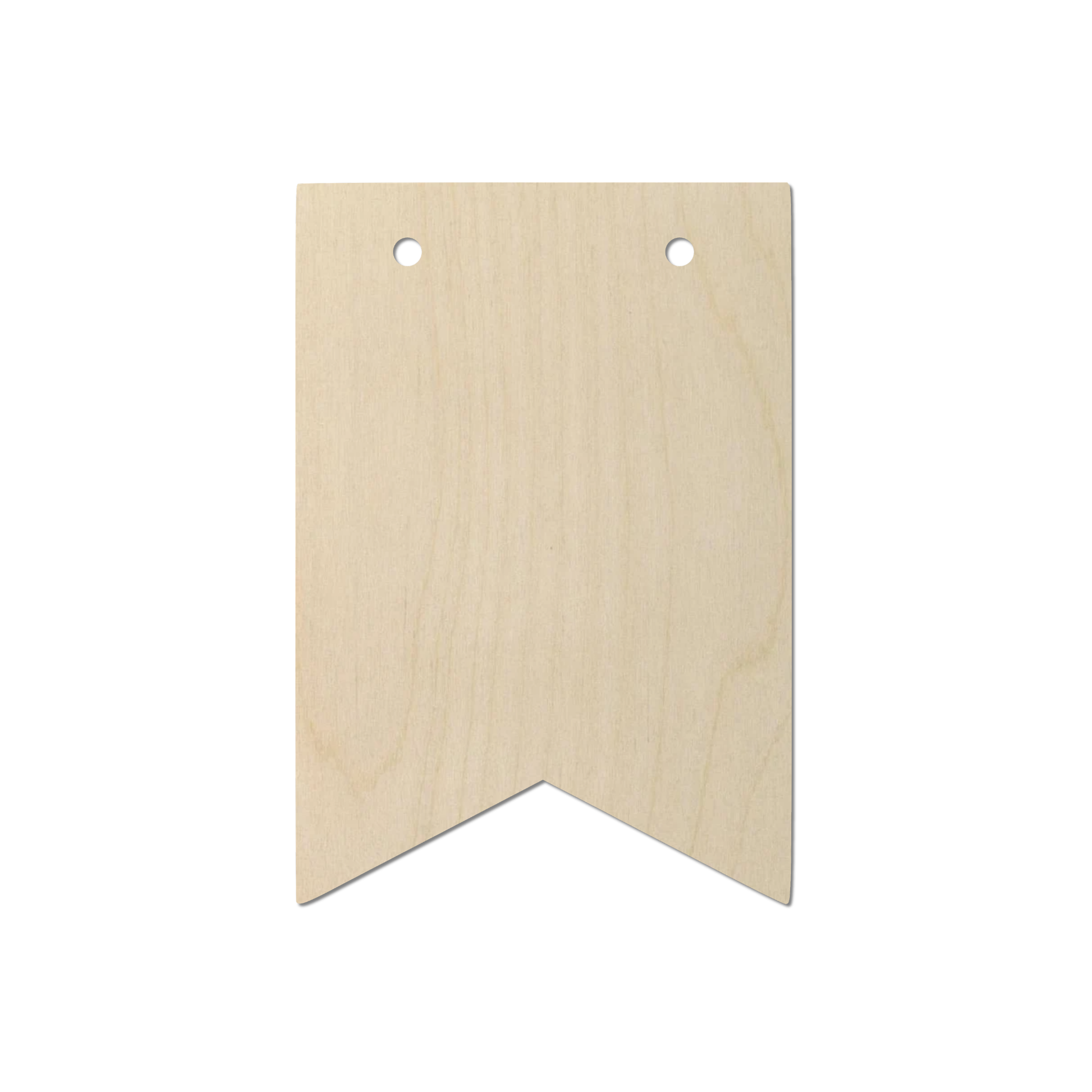 a simple, light-colored wooden sign or banner with a flat, rectangular shape.