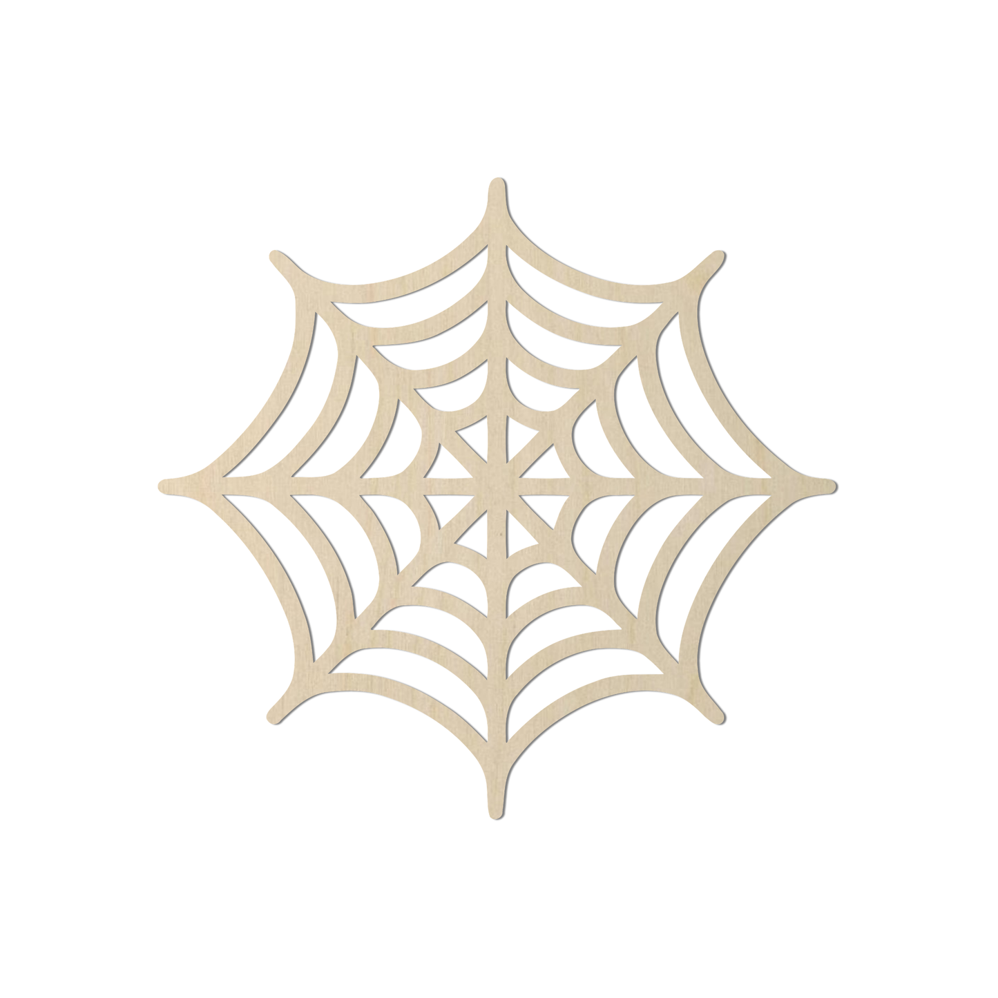 A simple, minimalist wooden spider web design.