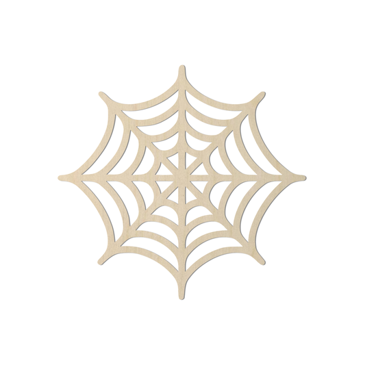 A simple, minimalist wooden spider web design.
