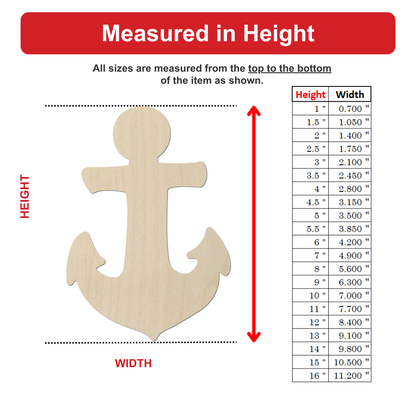 The image is a wood model or diagram that shows the dimensions of an object, such as an anchor, from the top to the bottom. The object is depicted in a wooden shape, and the image provides a visual representation of the object's size and dimensions.