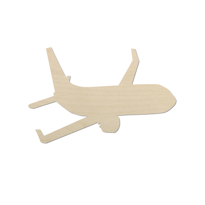 A wooden airplane silhouette is shown against a white background.