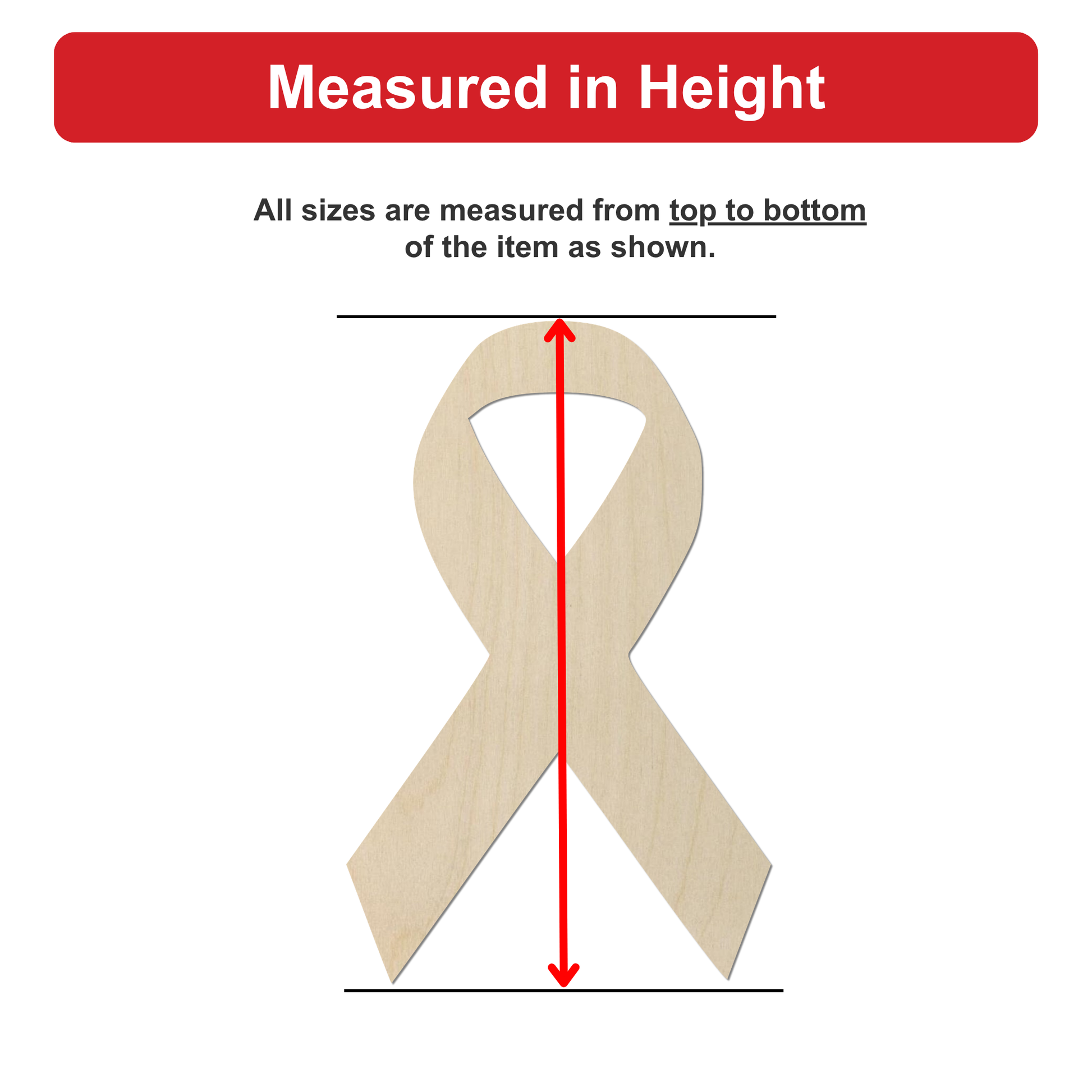 a ribbon-like object, which is being measured in height. The object is shown from top to bottom, and the measurement is taken from the top to the bottom of the object.