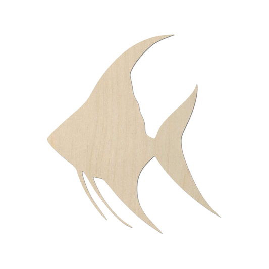 A simple, light-colored wooden silhouette of a fish.