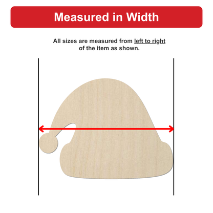 a wooden object, possibly a hat or a hat-like item, with a red line drawn between two points, indicating that all sizes are measured from left to right of the item.