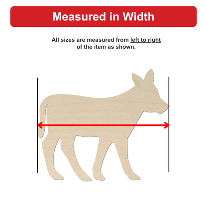 a wooden animal silhouette, with measurements drawn on it to indicate its width.