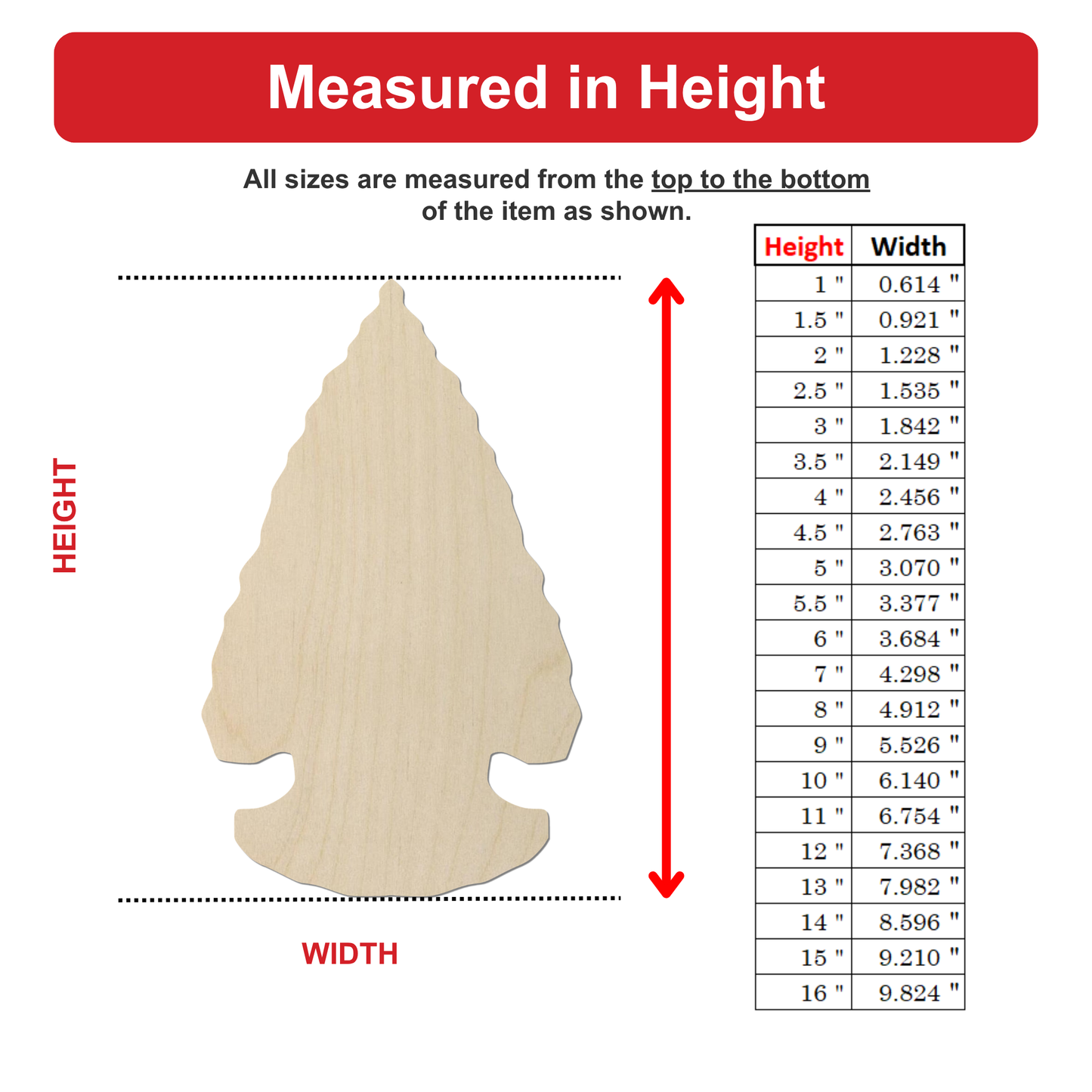The image is a diagram that shows the height and width of an arrowhead, with the arrowhead being the central object. The height is measured from the top to the bottom of the arrowhead, while the width is measured from the top to the bottom of the arrowhead. The diagram provides a visual representation of the relationship between the height and width of the arrowhead.