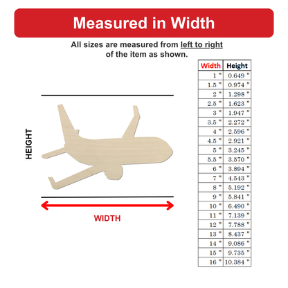 The image is a diagram that shows the dimensions of an airplane, with the width of the airplane being measured from left to right.