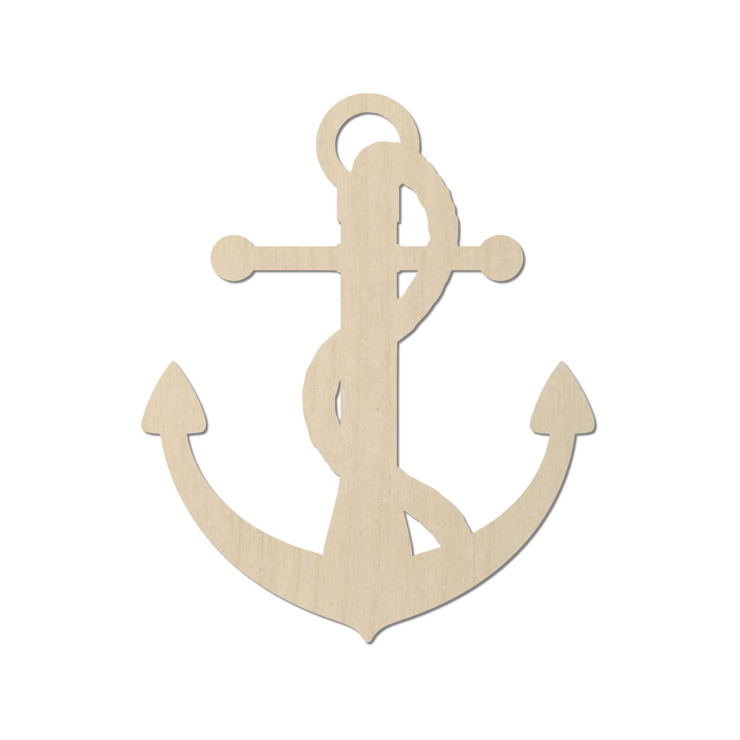 A wooden anchor with a curved hook and two fluke-like points, representing a nautical symbol.