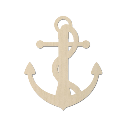A wooden anchor with a curved hook and two fluke-like points, representing a nautical symbol.