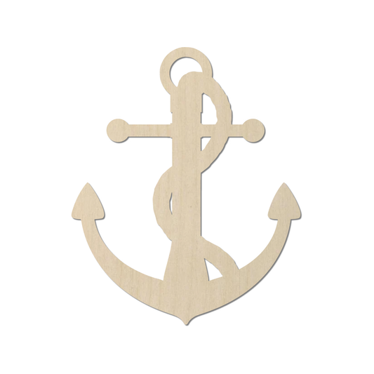 A wooden anchor with a curved hook and two fluke-like points, representing a nautical symbol.