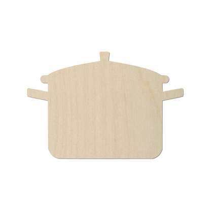 A simple, wooden pot lid silhouette against a white background.